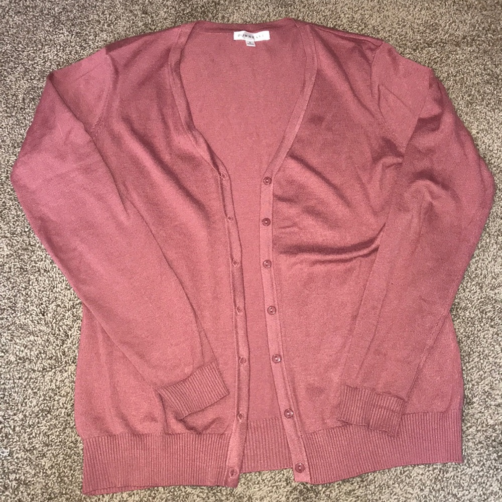 Down East dark pink button down sweater cardigan!